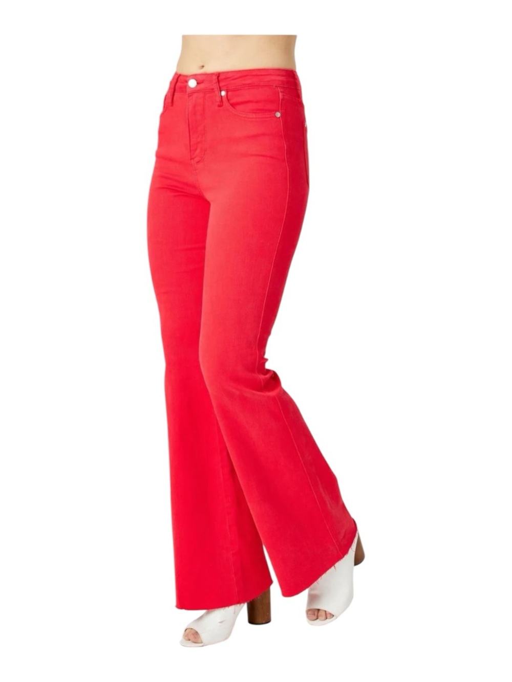Judy Blue High Waist Tummy Control Garment Dyed Red Flare Jeans 5/27